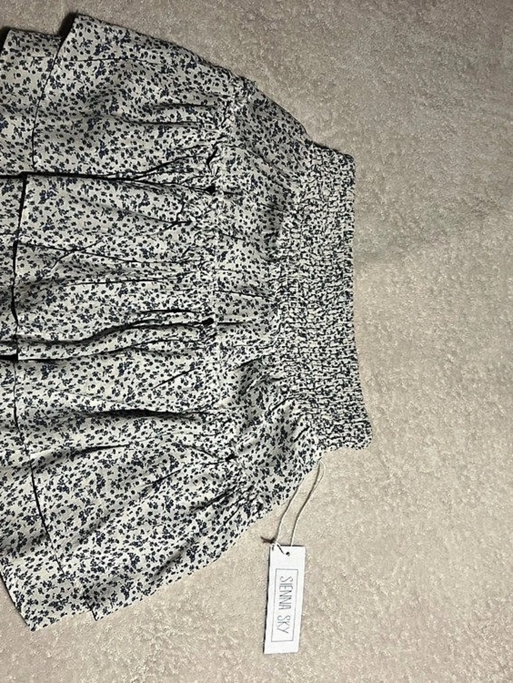 Sienna Sky Floral Mini Skirt in Blue & White Size Medium
